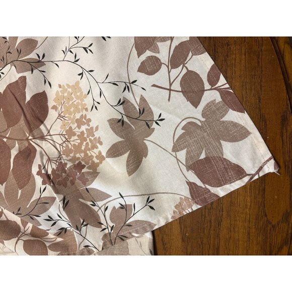 Vintage Floral Tablecloth 60x50" Taupe & Beige Leaf Print - Picture 3 of 4
